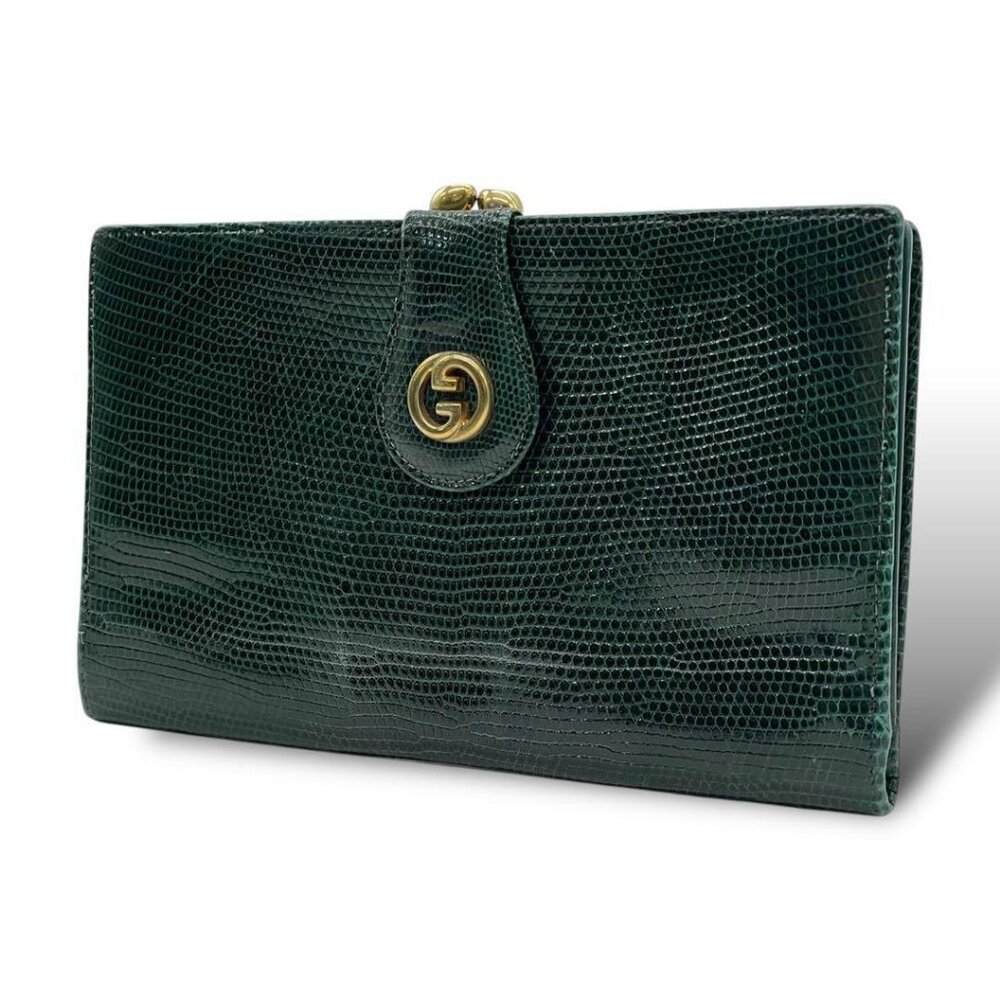 Authentic Vintage GUCCI Green Lizard Wallet